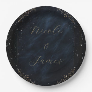 Obsidian Oracle Midnight Elegace Wedding Paper Plates
