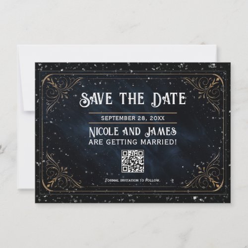Obsidian Oracle Midnight Elegance Save the Date Invitation