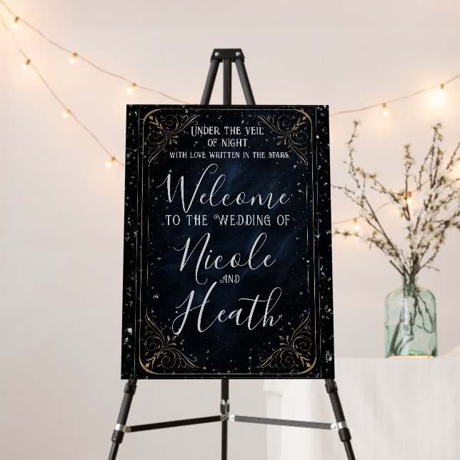 Obsidian Oracle Midnight Elegance Shimmer Wedding  Foam Board (In Situ (Stand))