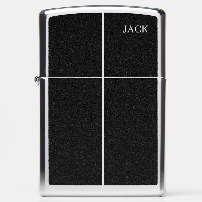 Obsidian Silver Line – Dark Elegance with a Sharp Zippo Lighter (Front)