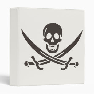 Obsidian Skull Swords Pirate flag of Calico Jack 3 Ring Binder