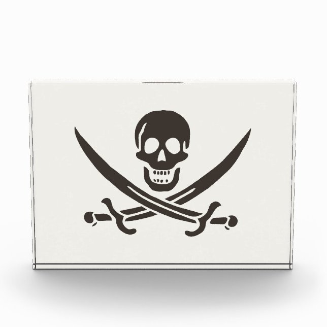 Obsidian Skull Swords Pirate flag of Calico Jack Acrylic Award (Front)