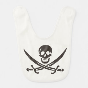 Obsidian Skull Swords Pirate flag of Calico Jack Baby Bib