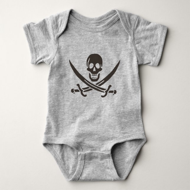 Obsidian Skull Swords Pirate flag of Calico Jack Baby Bodysuit (Front)