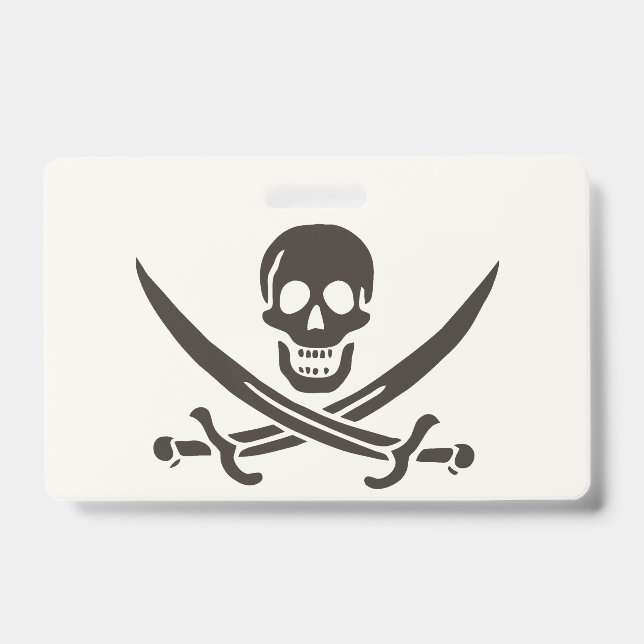 Obsidian Skull Swords Pirate flag of Calico Jack Badge (Front)