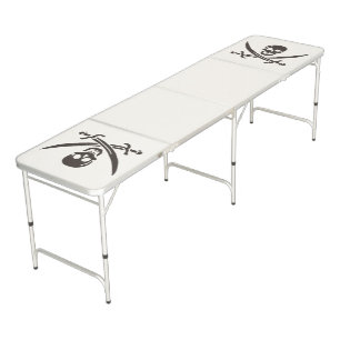Obsidian Skull Swords Pirate flag of Calico Jack Beer Pong Table