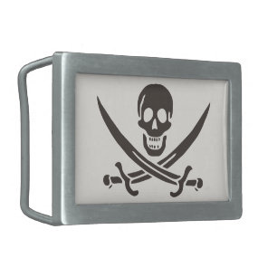 Obsidian Skull Swords Pirate flag of Calico Jack Belt Buckle