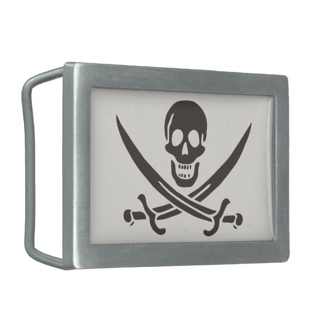 Obsidian Skull Swords Pirate flag of Calico Jack Belt Buckle (Front Left)