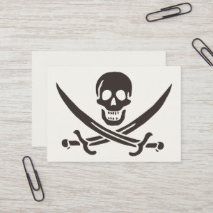 Obsidian Skull Swords Pirate flag of Calico Jack Business Card
