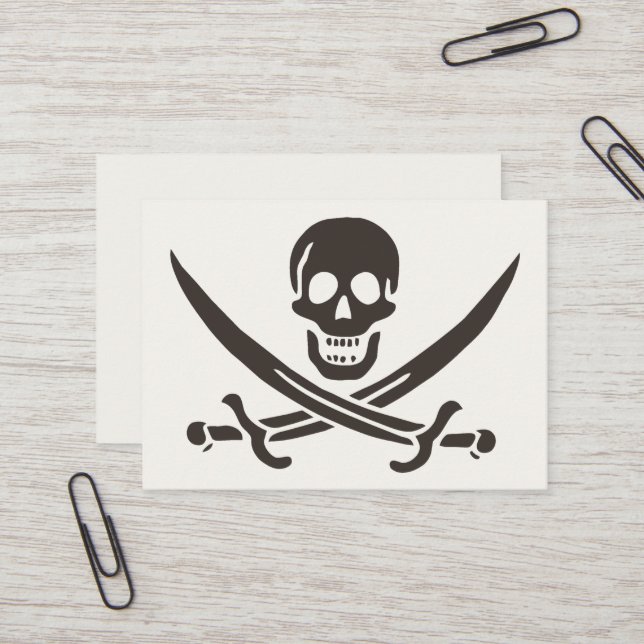 Obsidian Skull Swords Pirate flag of Calico Jack Business Card (Front/Back In Situ)