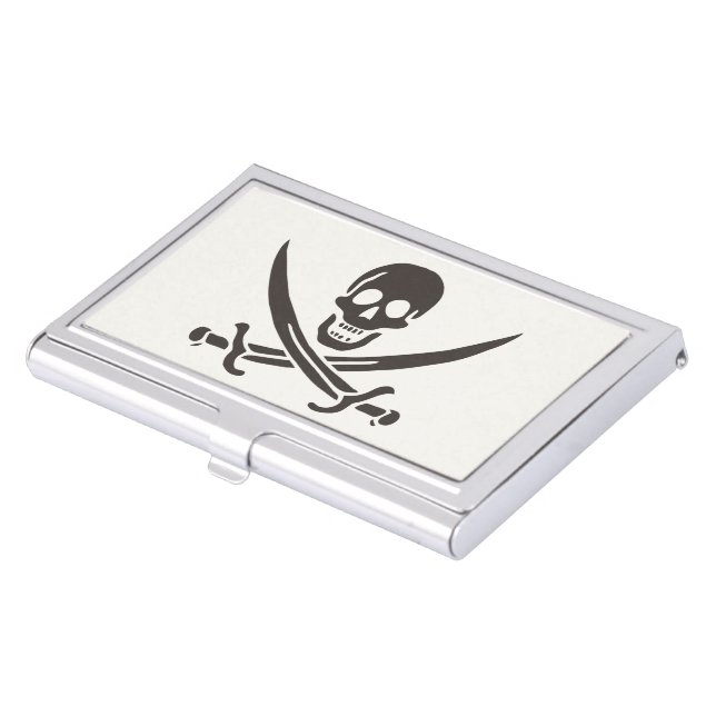 Obsidian Skull Swords Pirate flag of Calico Jack Business Card Case (Front)