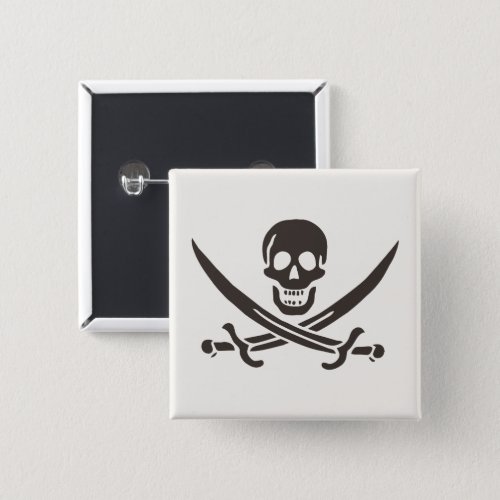 Obsidian Skull Swords Pirate flag of Calico Jack Button
