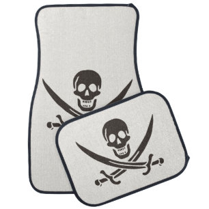 Obsidian Skull Swords Pirate flag of Calico Jack Car Floor Mat