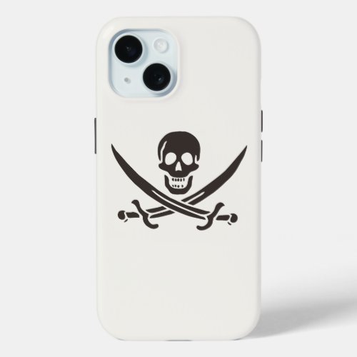 Obsidian Skull Swords Pirate flag of Calico Jack iPhone 15 Case