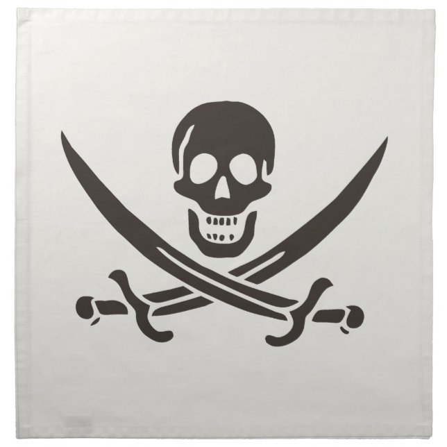 Obsidian Skull Swords Pirate flag of Calico Jack Cloth Napkin (Front)