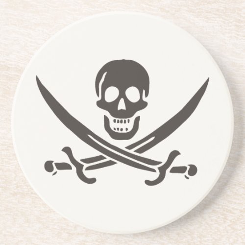 Obsidian Skull Swords Pirate flag of Calico Jack Coaster