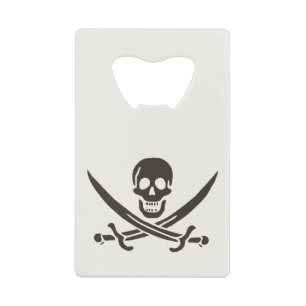 Obsidian Skull Swords Pirate flag of Calico Jack Credit Card Bottle Opener