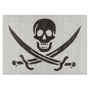 Obsidian Skull Swords Pirate flag of Calico Jack Cutting Board