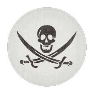 Obsidian Skull Swords Pirate flag of Calico Jack Cutting Board