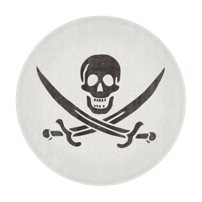 Obsidian Skull Swords Pirate flag of Calico Jack Cutting Board (Front)
