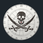 Obsidian Skull Swords Pirate flag of Calico Jack Dart Board<br><div class="desc">A low growl rumbled across the waves, not from the storm brewing on the horizon, but from Captain Jack's throat. His dark eyes, usually gleaming with mischief, held a steely glint as he surveyed the approaching ship. The "Revenge, " his sloop, heeled slightly in the choppy water, its black hull...</div>