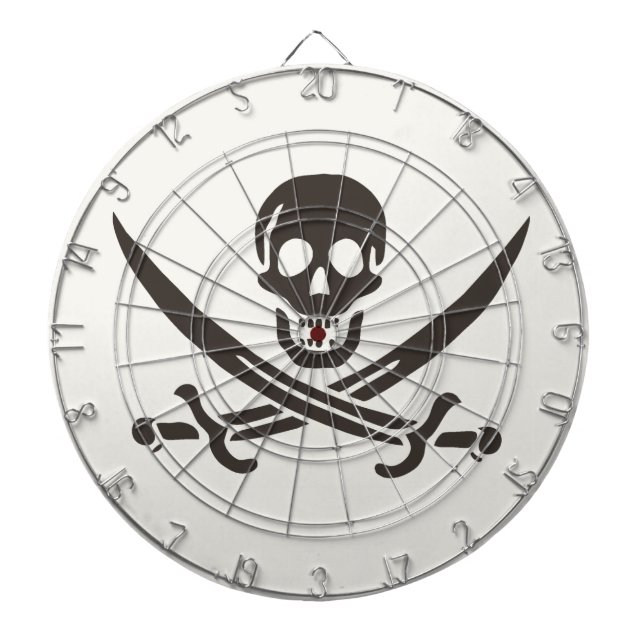Obsidian Skull Swords Pirate flag of Calico Jack Dart Board (Front)