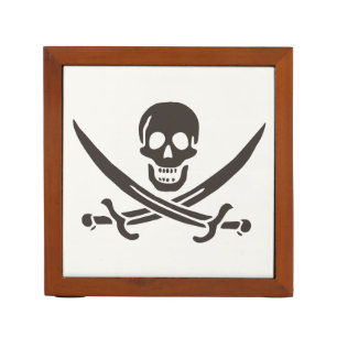 Obsidian Skull Swords Pirate flag of Calico Jack Desk Organizer