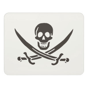 Obsidian Skull Swords Pirate flag of Calico Jack Door Sign