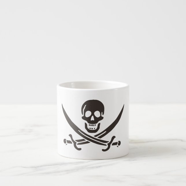 Obsidian Skull Swords Pirate flag of Calico Jack Espresso Cup (Front)