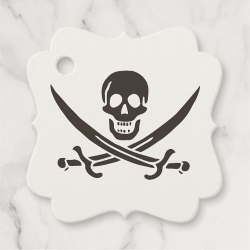 Obsidian Skull Swords Pirate flag of Calico Jack Favor Tags