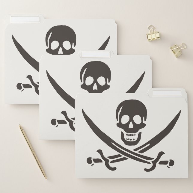 Obsidian Skull Swords Pirate flag of Calico Jack File Folder (Set)