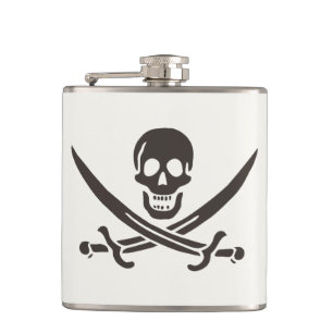 Obsidian Skull Swords Pirate flag of Calico Jack Flask