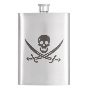 Obsidian Skull Swords Pirate flag of Calico Jack Flask