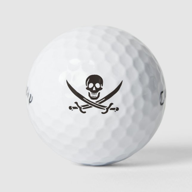 Obsidian Skull Swords Pirate flag of Calico Jack Golf Balls (Front)