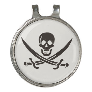 Obsidian Skull Swords Pirate flag of Calico Jack Golf Hat Clip