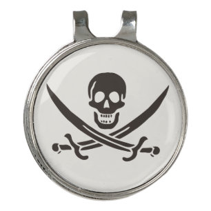 Obsidian Skull Swords Pirate flag of Calico Jack Golf Hat Clip