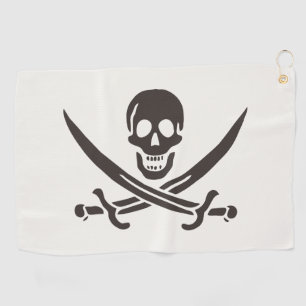 Obsidian Skull Swords Pirate flag of Calico Jack Golf Towel