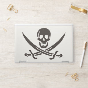 Obsidian Skull Swords Pirate flag of Calico Jack HP Laptop Skin