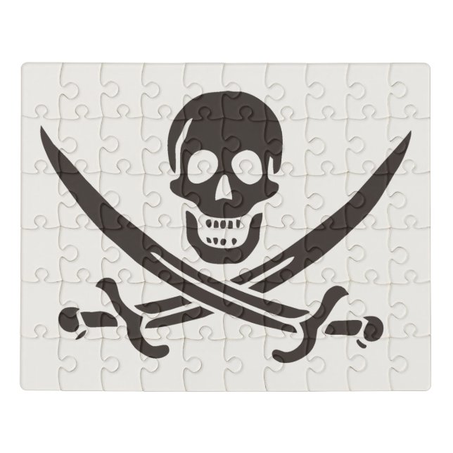 Obsidian Skull Swords Pirate flag of Calico Jack Jigsaw Puzzle (Puzzle Horizontal)