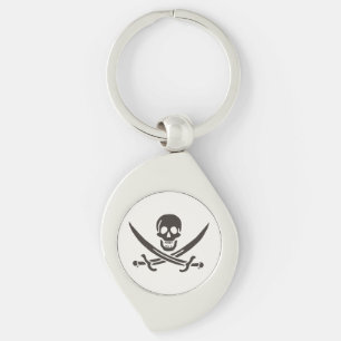 Obsidian Skull Swords Pirate flag of Calico Jack Keychain