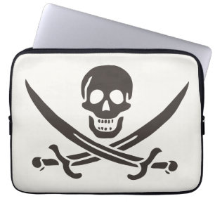 Obsidian Skull Swords Pirate flag of Calico Jack Laptop Sleeve