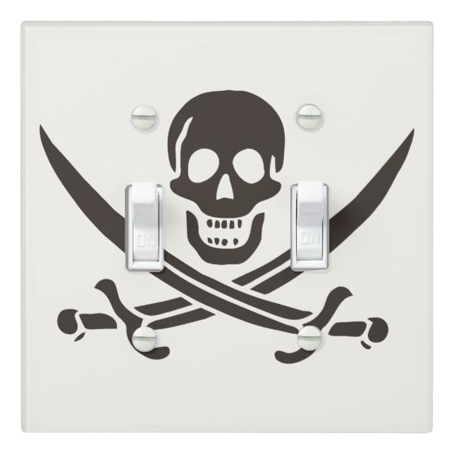 Obsidian Skull Swords Pirate flag of Calico Jack Light Switch Cover (In Situ)