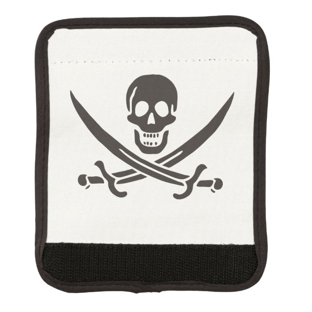 Obsidian Skull Swords Pirate flag of Calico Jack Luggage Handle Wrap (Front)