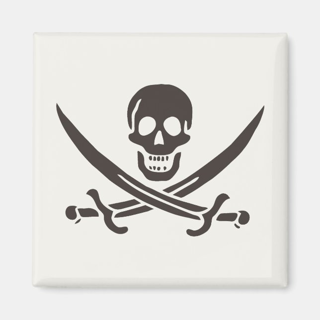 Obsidian Skull Swords Pirate flag of Calico Jack Magnet (Front)