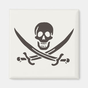 Obsidian Skull Swords Pirate flag of Calico Jack Magnet