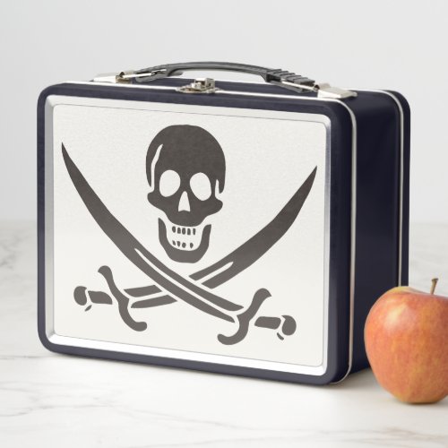 Obsidian Skull Swords Pirate flag of Calico Jack Metal Lunch Box