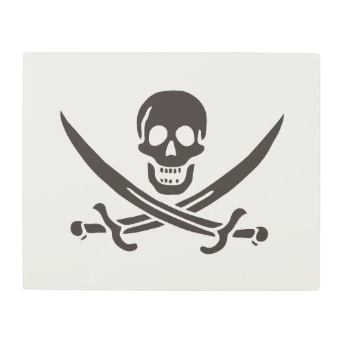 Obsidian Skull Swords Pirate flag of Calico Jack Metal Print