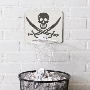 Obsidian Skull Swords Pirate flag of Calico Jack Mini Basketball Hoop