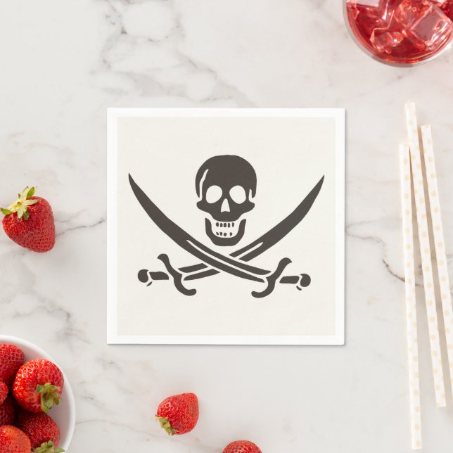 Obsidian Skull Swords Pirate flag of Calico Jack Napkins (Insitu)
