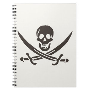 Obsidian Skull Swords Pirate flag of Calico Jack Notebook